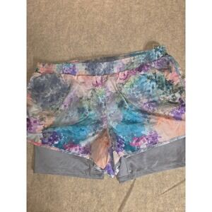 RBX Performance Womens 2-in-1 Running Shorts Multi Color Mosaic Print Size Large